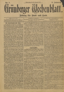 Grünberger Wochenblatt: Zeitung für Stadt und Land, No. 5. (12. Januar 1905)