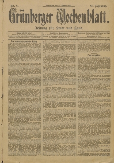 Grünberger Wochenblatt: Zeitung für Stadt und Land, No. 6. (14. Januar 1905)