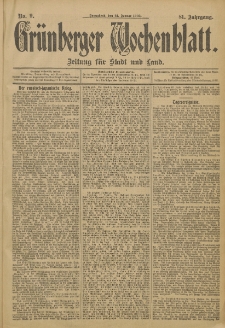 Grünberger Wochenblatt: Zeitung für Stadt und Land, No. 9. (21. Januar 1905)