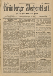 Grünberger Wochenblatt: Zeitung für Stadt und Land, No. 18. (11. Februar 1905)