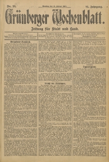 Grünberger Wochenblatt: Zeitung für Stadt und Land, No. 19. (14. Februar 1905)