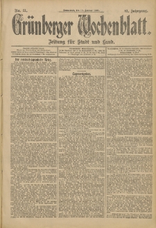 Grünberger Wochenblatt: Zeitung für Stadt und Land, No. 21. (18. Februar 1905)