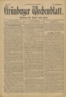 Grünberger Wochenblatt: Zeitung für Stadt und Land, No. 26. (2. März 1905)