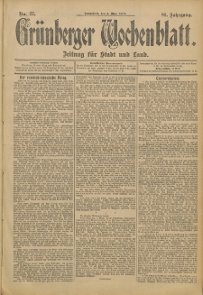 Grünberger Wochenblatt: Zeitung für Stadt und Land, No. 27. (4. März 1905)