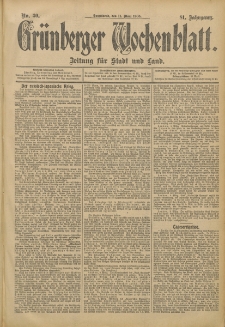 Grünberger Wochenblatt: Zeitung für Stadt und Land, No. 30. (11. März 1905)