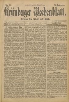 Grünberger Wochenblatt: Zeitung für Stadt und Land, No. 32. (16. März 1905)