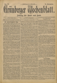 Grünberger Wochenblatt: Zeitung für Stadt und Land, No. 32. (16. März 1905)