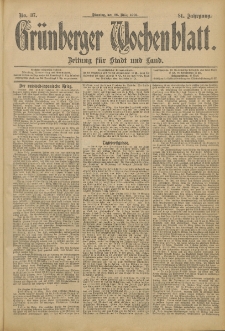 Grünberger Wochenblatt: Zeitung für Stadt und Land, No. 37. (28. März 1905)