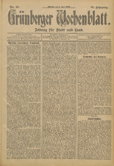 Grünberger Wochenblatt: Zeitung für Stadt und Land, No. 40. (4. April 1905)