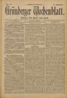 Grünberger Wochenblatt: Zeitung für Stadt und Land, No. 42. (8. April 1905)