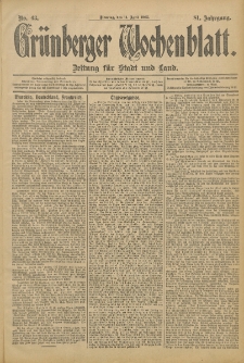 Grünberger Wochenblatt: Zeitung für Stadt und Land, No. 43. (11. April 1905)