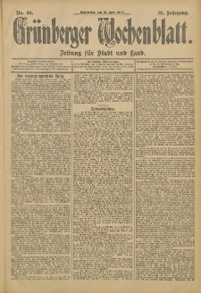 Grünberger Wochenblatt: Zeitung für Stadt und Land, No. 44. (13. April 1905)