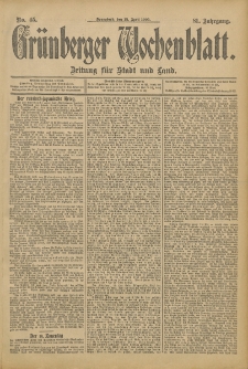 Grünberger Wochenblatt: Zeitung für Stadt und Land, No. 45. (15. April 1905)