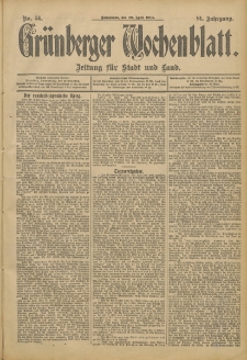 Grünberger Wochenblatt: Zeitung für Stadt und Land, No. 51. (29. April 1905)