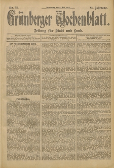 Grünberger Wochenblatt: Zeitung für Stadt und Land, No. 53. (4. Mai 1905)