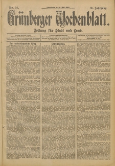 Grünberger Wochenblatt: Zeitung für Stadt und Land, No. 54. (6. Mai 1905)