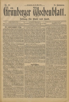 Grünberger Wochenblatt: Zeitung für Stadt und Land, No. 57. (13. Mai 1905)
