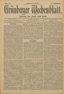Grünberger Wochenblatt: Zeitung für Stadt und Land, No. 58. (16. Mai 1905)