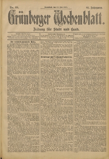 Grünberger Wochenblatt: Zeitung für Stadt und Land, No. 60. (20. Mai 1905)