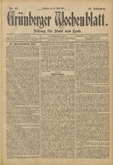 Grünberger Wochenblatt: Zeitung für Stadt und Land, No. 61. (23. Mai 1905)