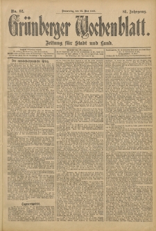 Grünberger Wochenblatt: Zeitung für Stadt und Land, No. 62. (25. Mai 1905)