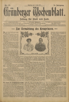 Grünberger Wochenblatt: Zeitung für Stadt und Land, No. 67. (6. Juni 1905)