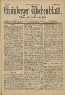 Grünberger Wochenblatt: Zeitung für Stadt und Land, No. 69. (10. Juni 1905)
