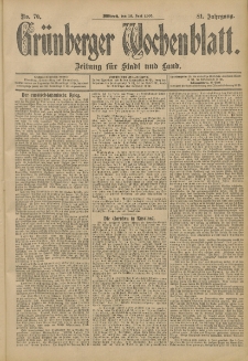 Grünberger Wochenblatt: Zeitung für Stadt und Land, No. 70. (14. Juni 1905)