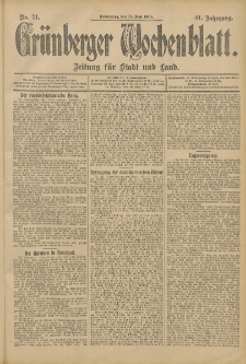 Grünberger Wochenblatt: Zeitung für Stadt und Land, No. 71. (15. Juni 1905)
