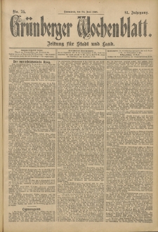 Grünberger Wochenblatt: Zeitung für Stadt und Land, No. 75. (24. Juni 1905)