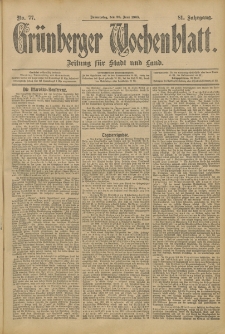 Grünberger Wochenblatt: Zeitung für Stadt und Land, No. 77. (29. Juni 1905)
