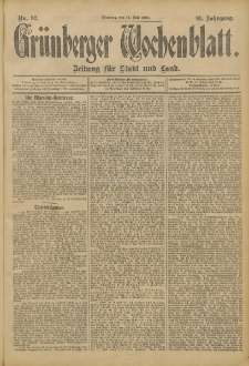 Grünberger Wochenblatt: Zeitung für Stadt und Land, No. 82. (11. Juli 1905)
