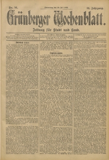 Grünberger Wochenblatt: Zeitung für Stadt und Land, No. 86. (20. Juli 1905)