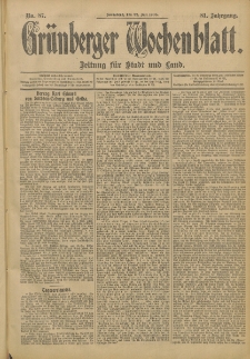 Grünberger Wochenblatt: Zeitung für Stadt und Land, No. 87. (22. Juli 1905)