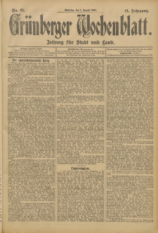 Grünberger Wochenblatt: Zeitung für Stadt und Land, No. 91. (1. August 1905)