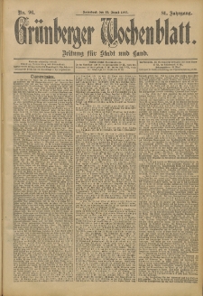 Grünberger Wochenblatt: Zeitung für Stadt und Land, No. 96. (12. August 1905)