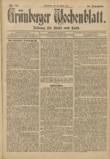 Grünberger Wochenblatt: Zeitung für Stadt und Land, No. 99. (19. August 1905)
