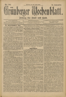 Grünberger Wochenblatt: Zeitung für Stadt und Land, No. 103. (29. August 1905)