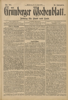 Grünberger Wochenblatt: Zeitung für Stadt und Land, No. 104. (31. August 1905)