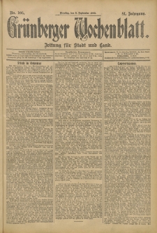 Grünberger Wochenblatt: Zeitung für Stadt und Land, No. 106. (5. September 1905)