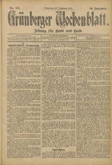 Grünberger Wochenblatt: Zeitung für Stadt und Land, No. 107. (7. September 1905)