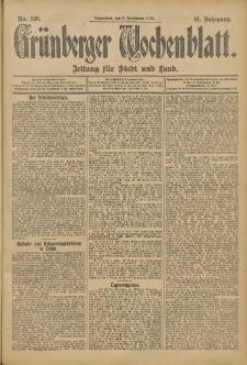 Grünberger Wochenblatt: Zeitung für Stadt und Land, No. 108. (9. September 1905)