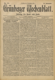 Grünberger Wochenblatt: Zeitung für Stadt und Land, No. 112. (19. September 1905)