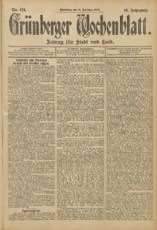 Grünberger Wochenblatt: Zeitung für Stadt und Land, No. 113. (21. September 1905)