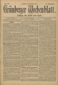 Grünberger Wochenblatt: Zeitung für Stadt und Land, No. 114. (23. September 1905)