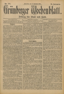 Grünberger Wochenblatt: Zeitung für Stadt und Land, No. 116. (28. September 1905)