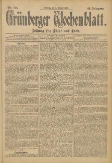 Grünberger Wochenblatt: Zeitung für Stadt und Land, No. 118. (3. Oktober 1905)