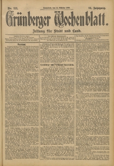 Grünberger Wochenblatt: Zeitung für Stadt und Land, No. 123. (14. Oktober 1905)