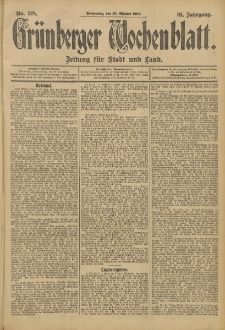 Grünberger Wochenblatt: Zeitung für Stadt und Land, No. 128. (26. Oktober 1905)