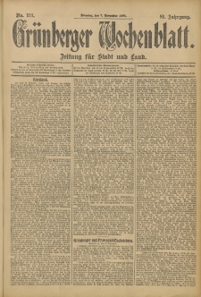 Grünberger Wochenblatt: Zeitung für Stadt und Land, No. 133. (7. November 1905)